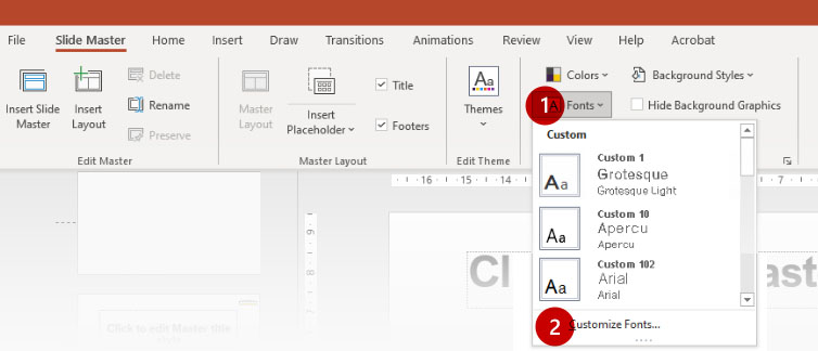 PowerPoint Slide Master - Save Theme Fonts